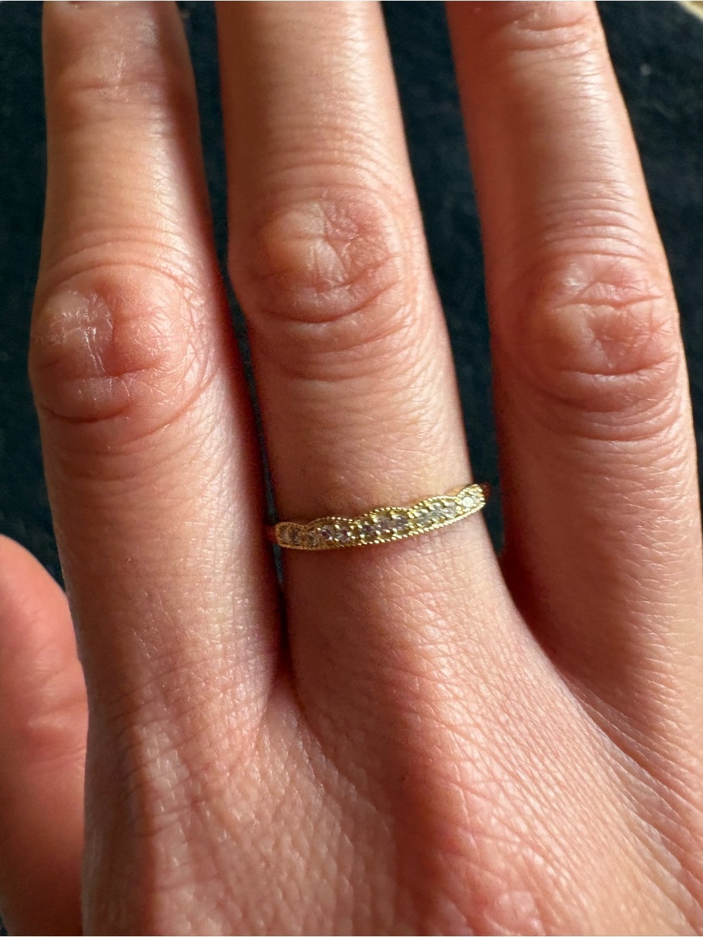 Gold Pavé Stacking Ring - Yellow Gold Tone